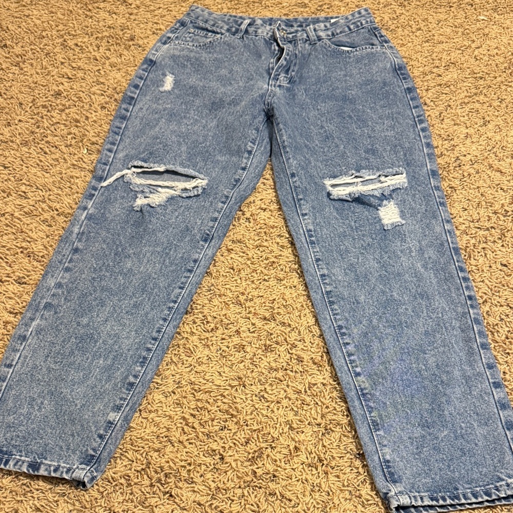 SHEIN Blue Straight Leg Jeans